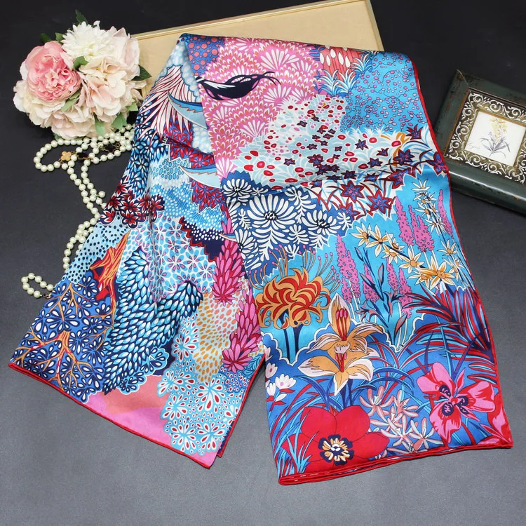 New arrival 100% Silk scarf  110cm*110cm Luxury designer Square Hijab Scarf Foulard Head Scarves