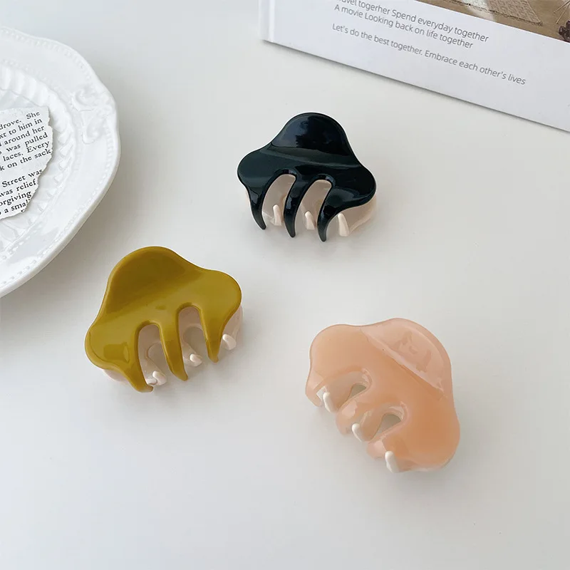 4.8CM Wholesale Fashion Women Hair Accessories Small Size Acetic Acid Girls Cute Double Color Hair Claw Clips