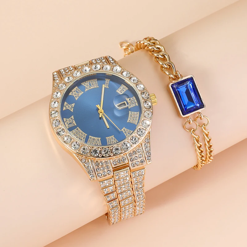 5pcs Set Watches Jewelry Set Luxury Rhinestone Women Fashion Elegant Wristwatch Quartz Watch For Girl Ladies Clock Relogio