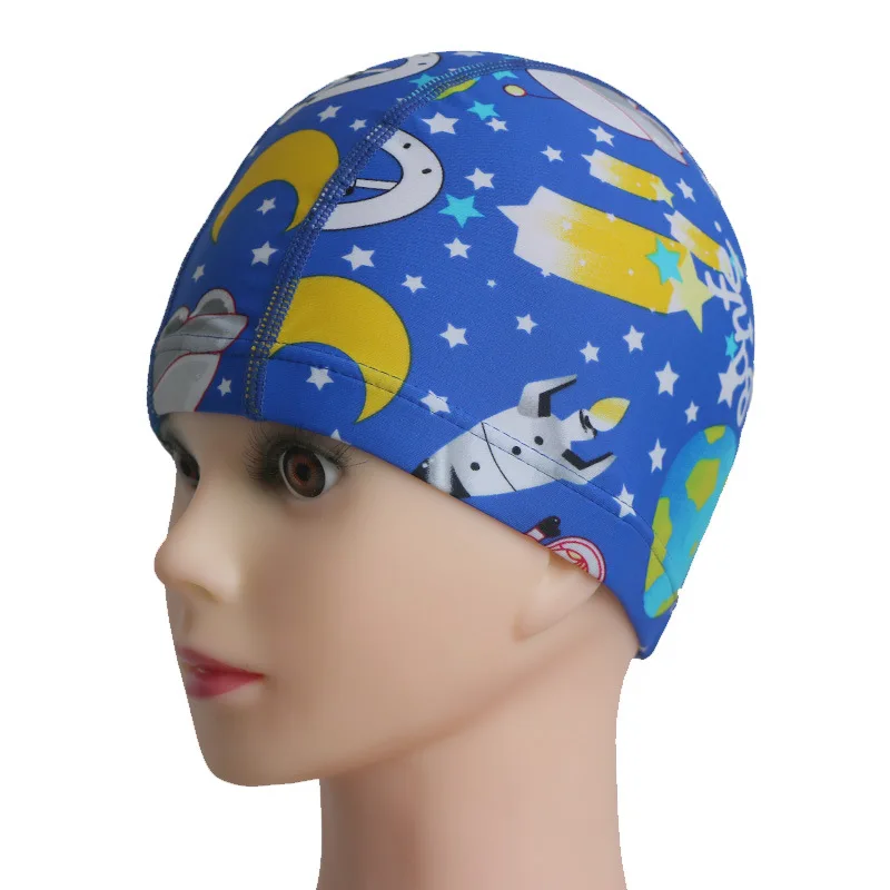 kids funny floral swim cap skin coloured lycra nylon baby swimming cap