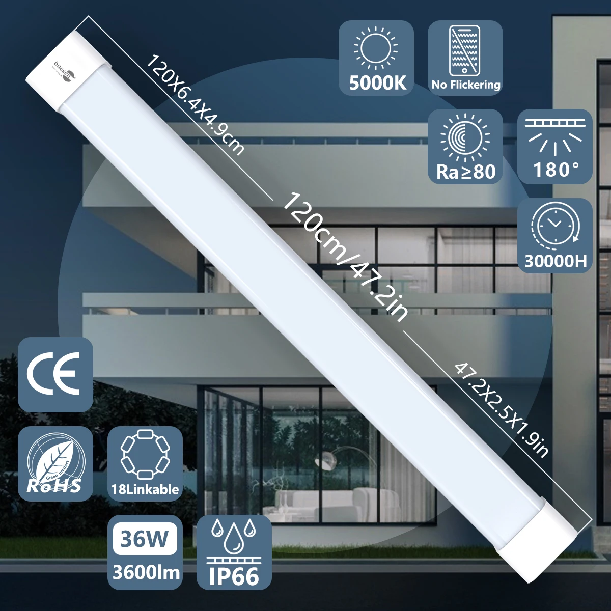 Лидер продаж с завода светодиодная лампа для гаража 4 фута IP66 водонепроницаемая тройной защитой склада
