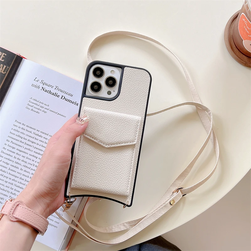 for iphone 7 8 12 13 pro max sloping shoulder lanyard case with mirror wallet for iphone 11 wallet leather case for women