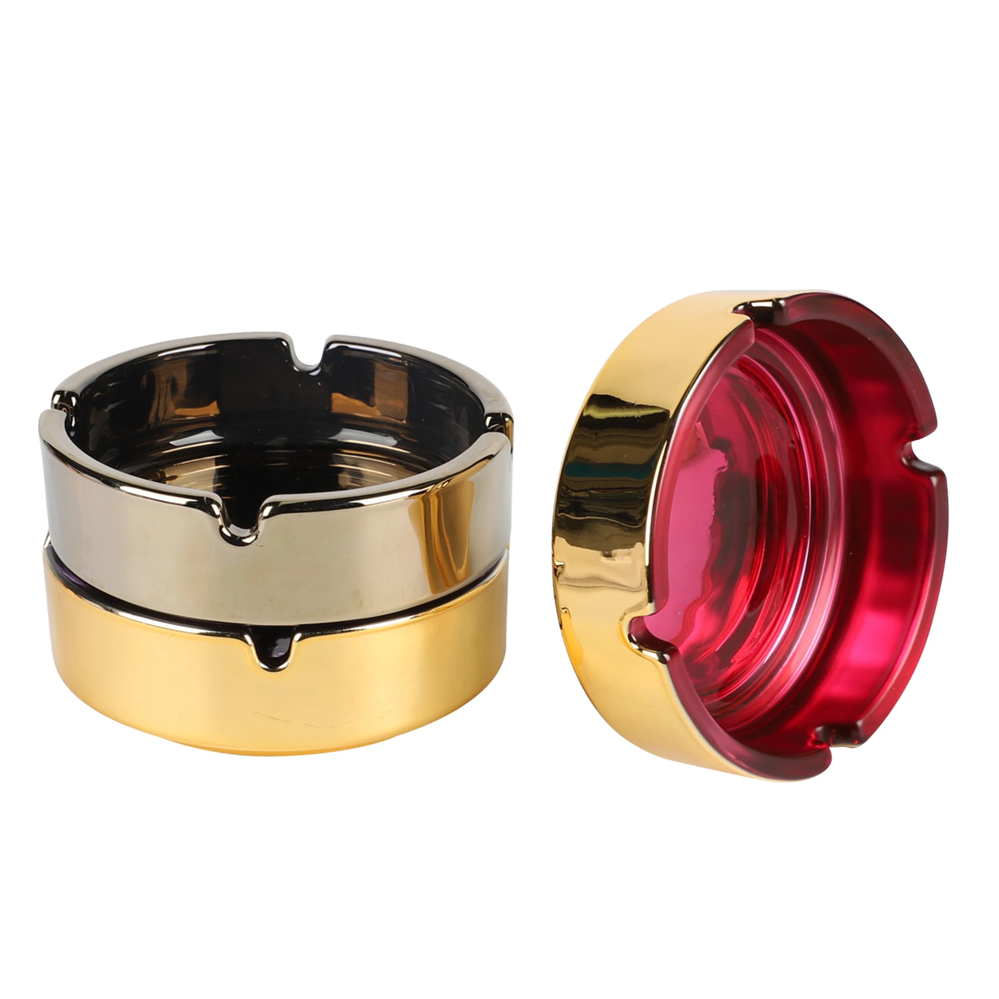 UKETA new high-end fashion table glass ashtray custom printed Logo creative advertising promotion round glass ashtray