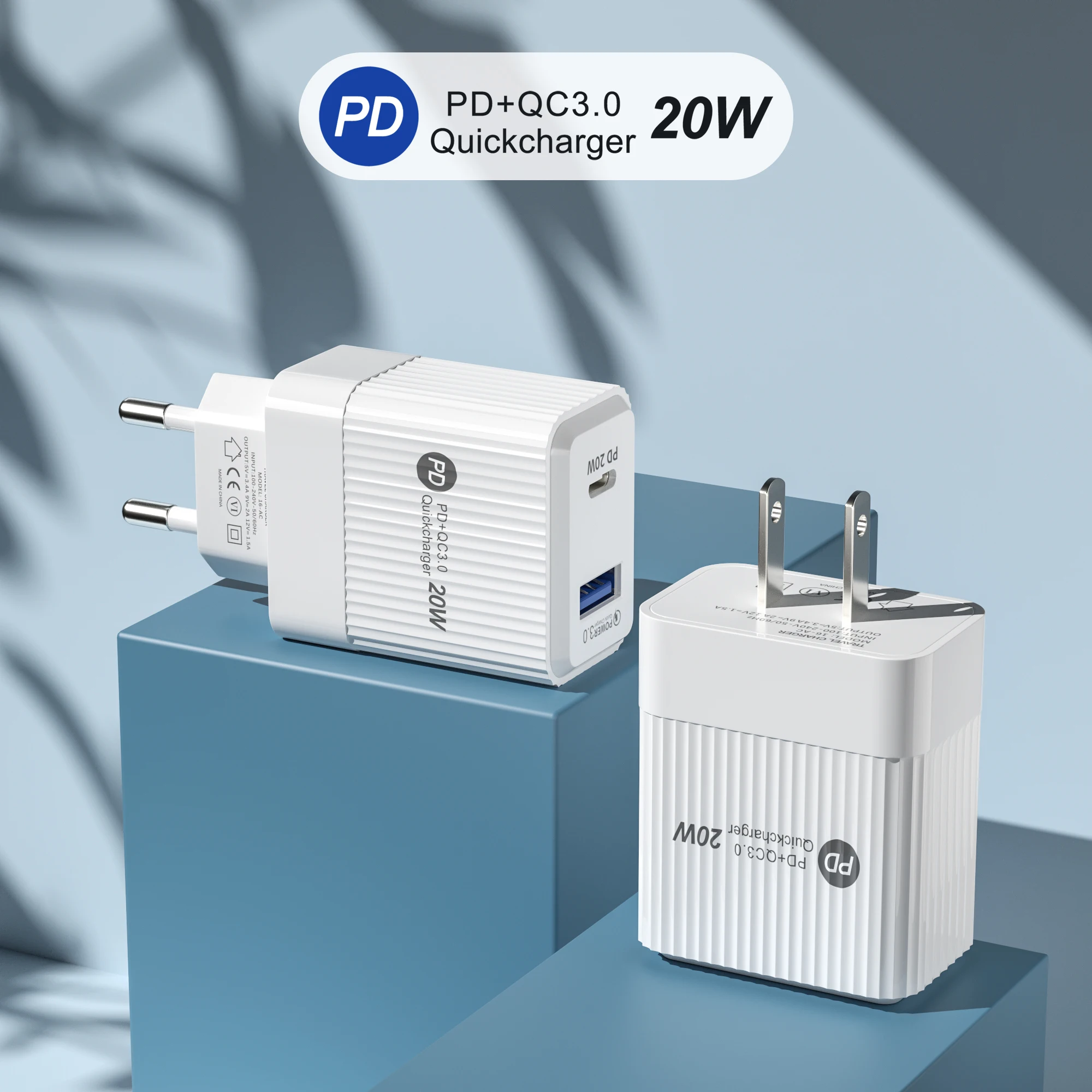 OEM fast charging QC3.0 20W Dual port USB C+A Type C phone Pd wall Charger For Iphone 13 Pro Max