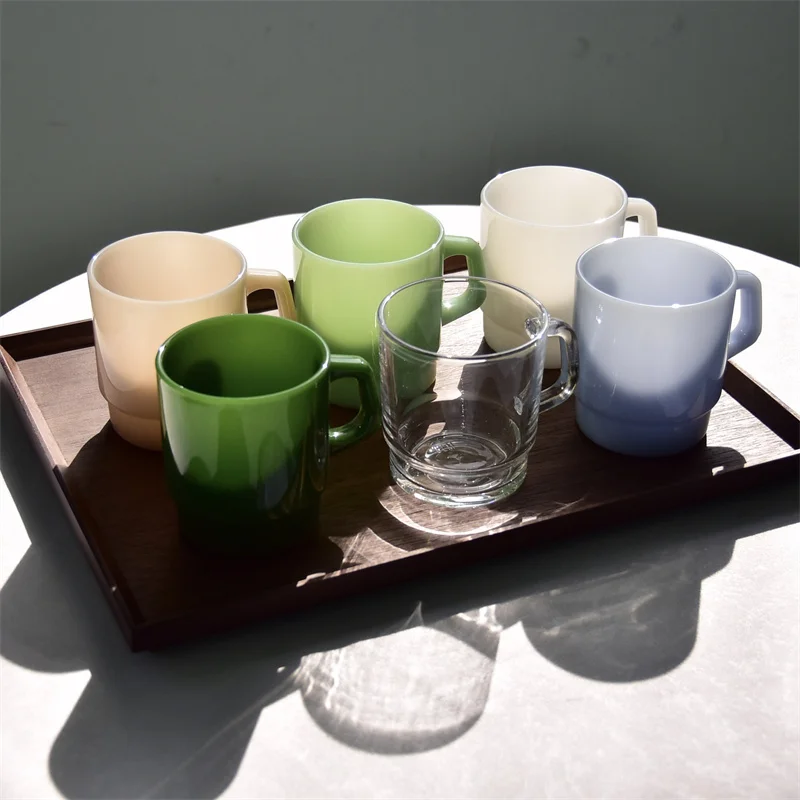 Large capacity jade glass mug Korean glass milk cup breakfast cups 13OZ