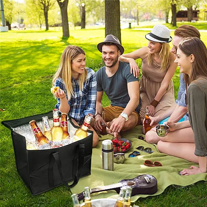 Heavy Duty Custom logo Insulated Reusable Tote Grocery thermal shopping cooler bag