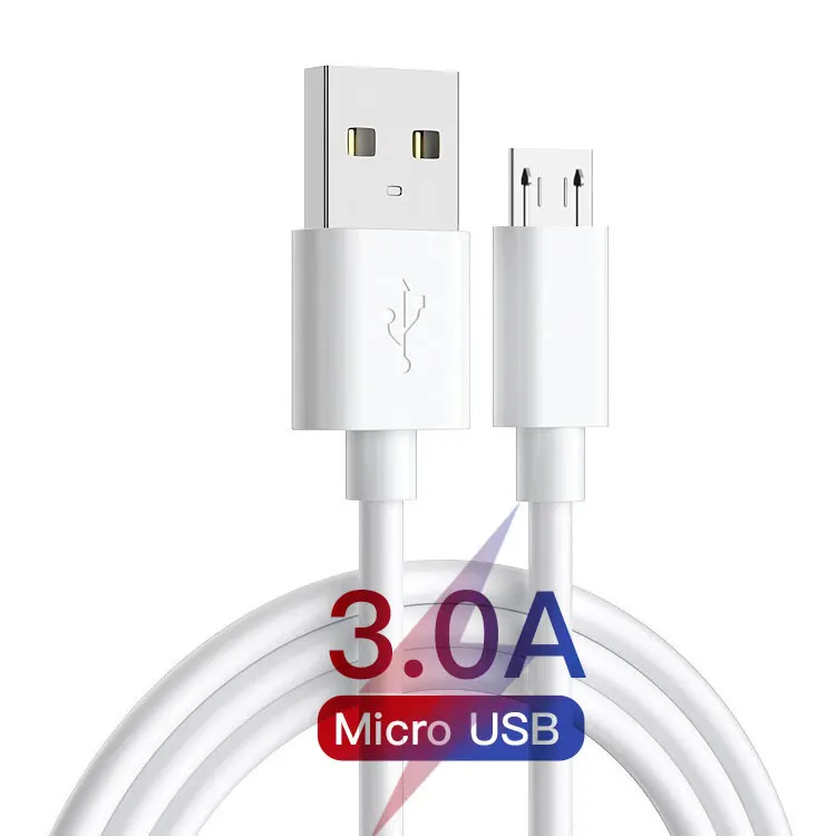 Factory Wholesale PVC 1M 2M 3M 3ft 6ft 10ft 3A Fast Micro USB Cable USB Charging Data Cables Micro