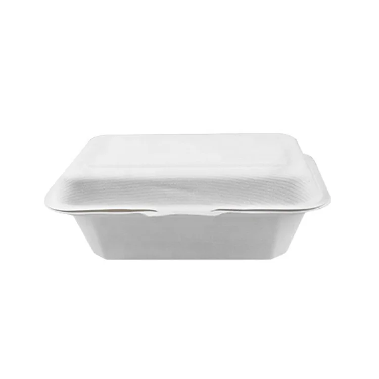 Easy Green 450ML Sugarcane bagasse Clamshell packaging Biodegradable food container