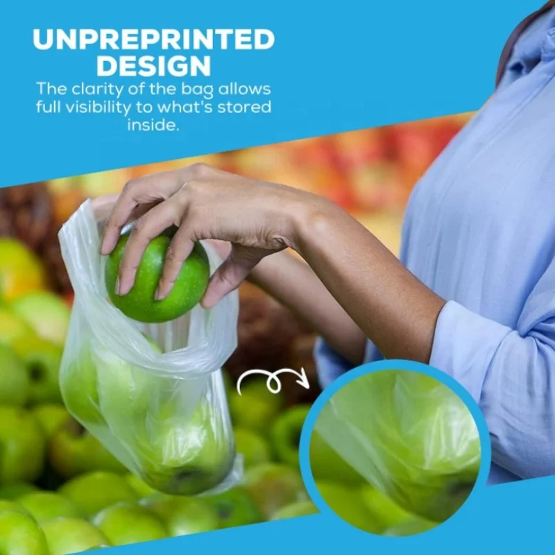 Polythene Bags on a Roll Fruit Vegetable Clear Plastic Butchers Counter Bags