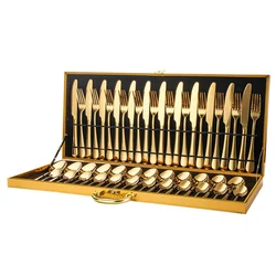 Luxury 48 PCS Flatware Shiny Mirror Fork Spoon Serving Cutlery Set Stainless Steel Silverware