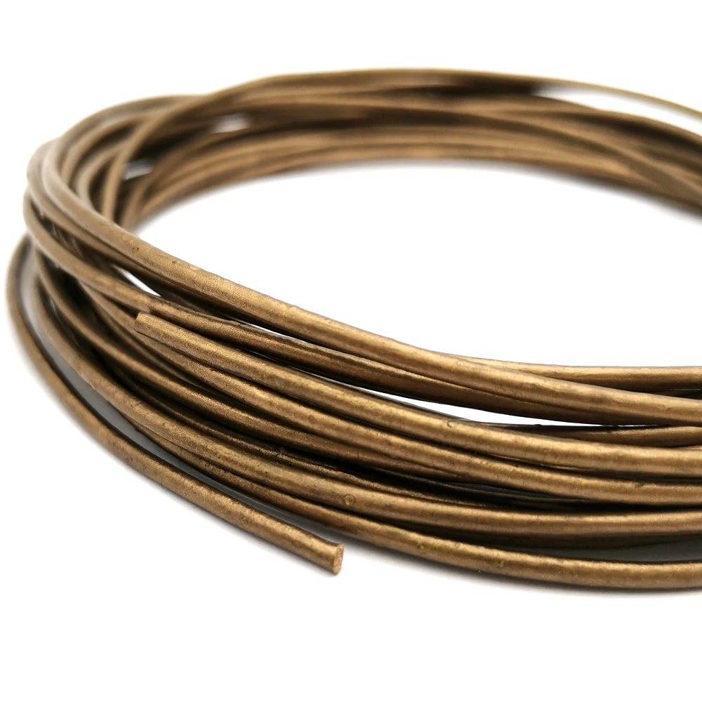 
Шнуры из натуральной кожи, круглые ювелирные украшения из натуральной кожи, металлический коричневый цвет, 2 мм 