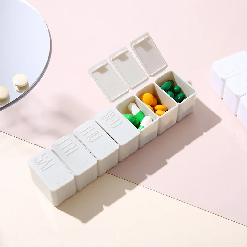 Easy Open pastillero Vitamin pill case Dispenser 7 Compartments Plastic medicine box medicine container
