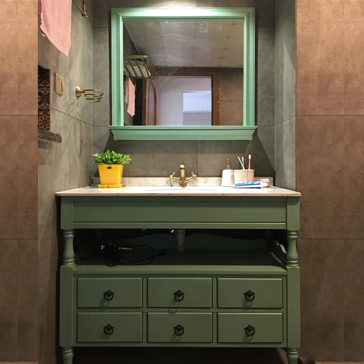 American bathroom cabinet oak solid wood wash basin combination bathroom