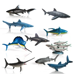 Amazon Hot Selling Ocean Sea Animals Set Fish Toys 12PCS Sea Creatures Sharks Figurines Whale Toys Sailfish Figure Narwhal