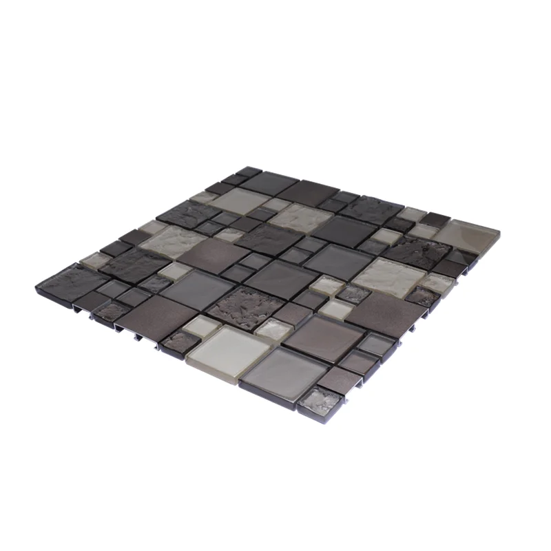 Wholesale factory wall decoration 3D metal mixed Glass Mosaic for Kitchen Backsplash Tiles