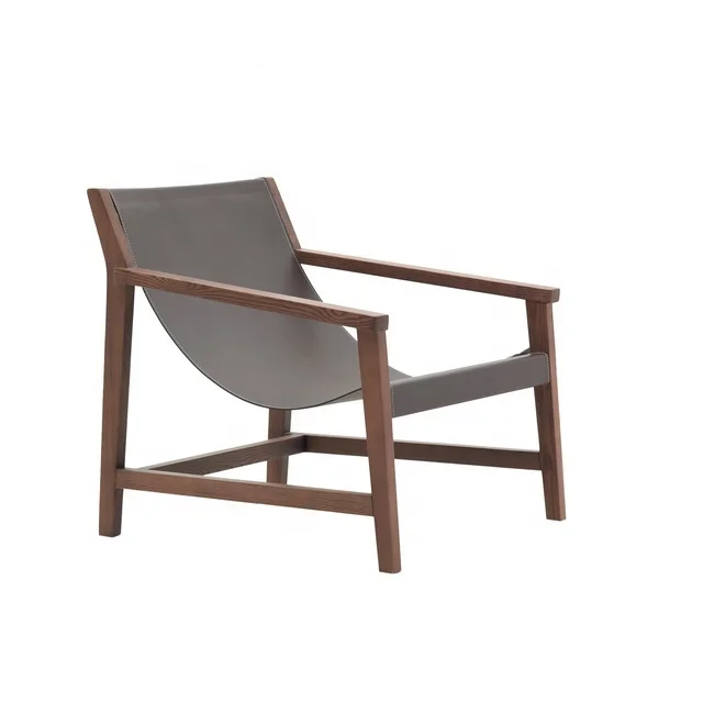 Top Grade Leather Art Design Modern Simple Single Sofa Chair Leisure Chair Lazy Sofa Reclining Chair Living Room Furniture