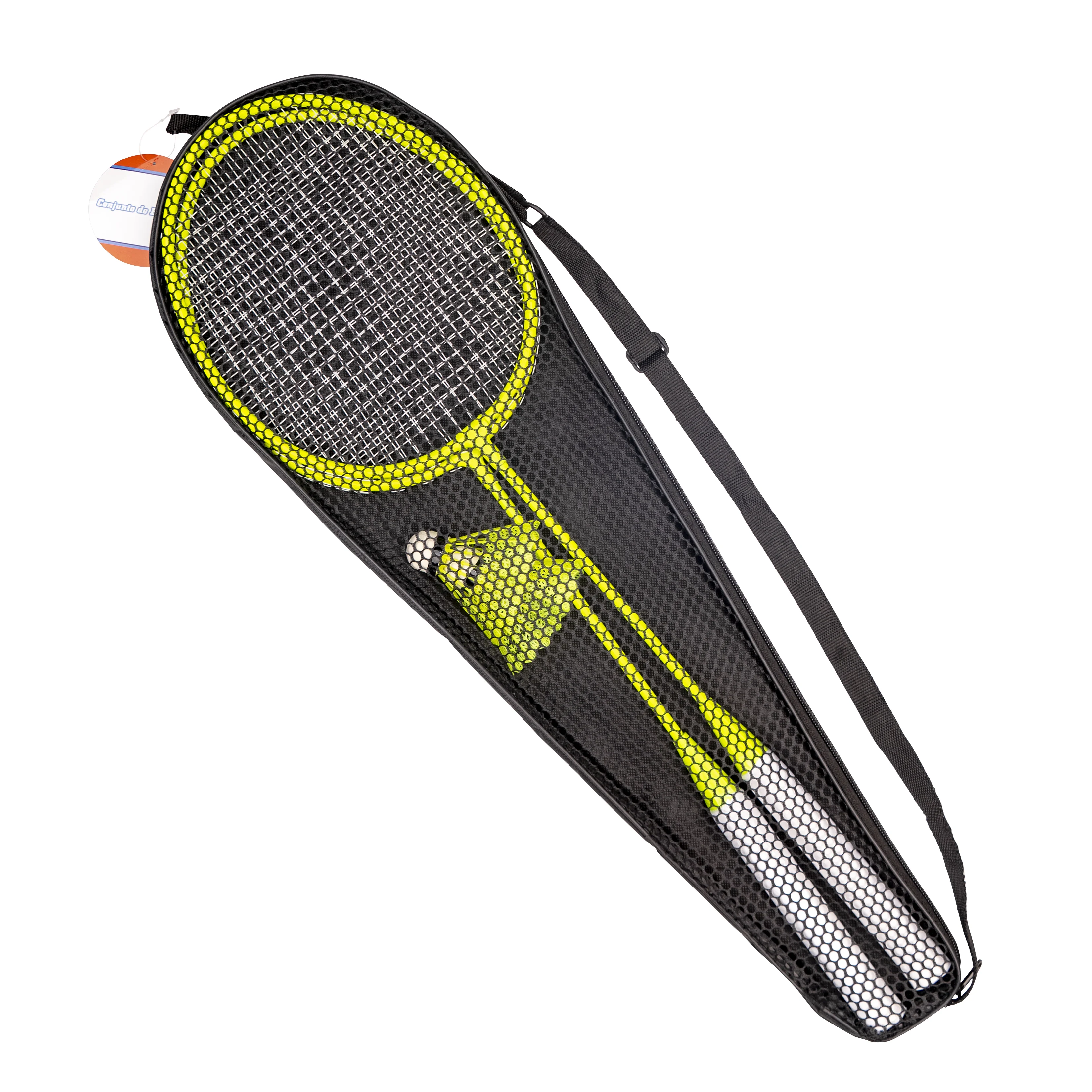 Carry bag packaging high quality badminton set 2 players badminton racket set with two shuttlecocks