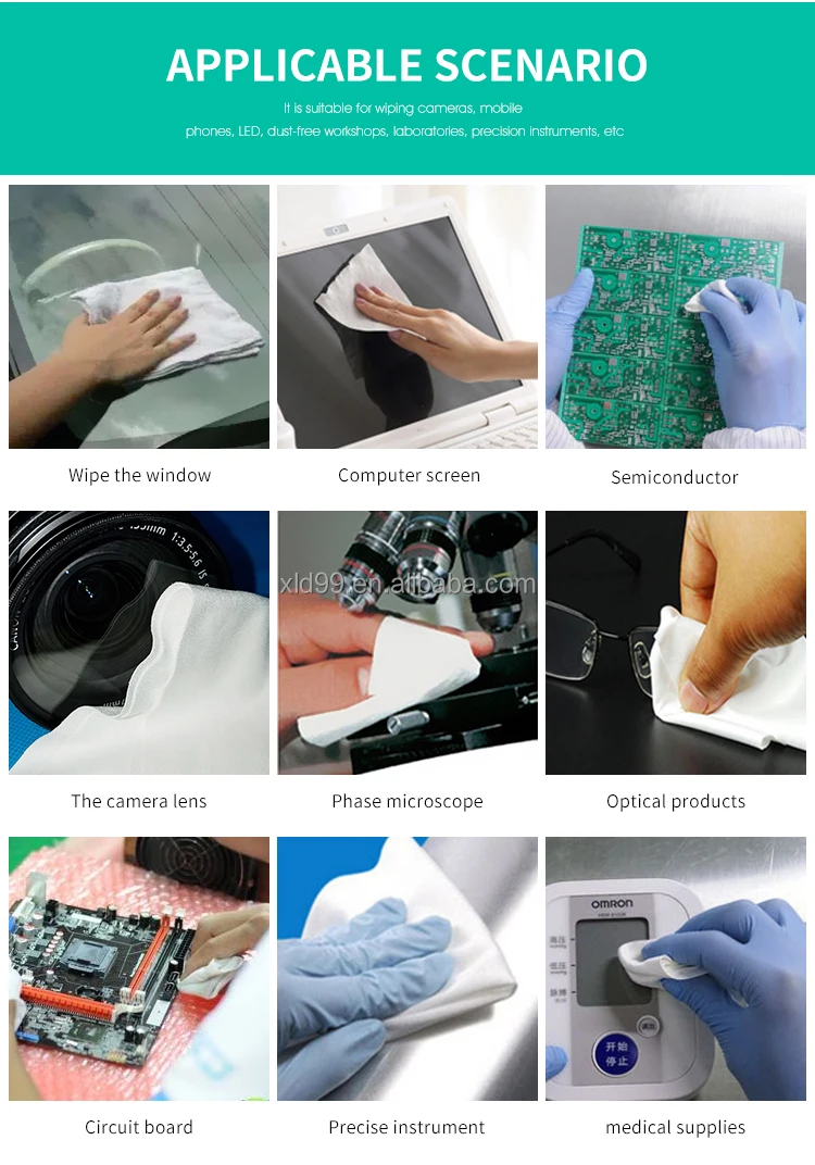 4008 9*9inch Cleanroom wipers Professional 180gsm Cleaning Digital Camera Lens Non-dust Microfiber Cloth wipes