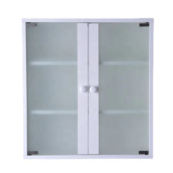 
Factory Cheap Price Modern 2 Door White Glossy Wall Mounted Toilet Cabinet Wood Glass Bathroom Vanity Cabinet 