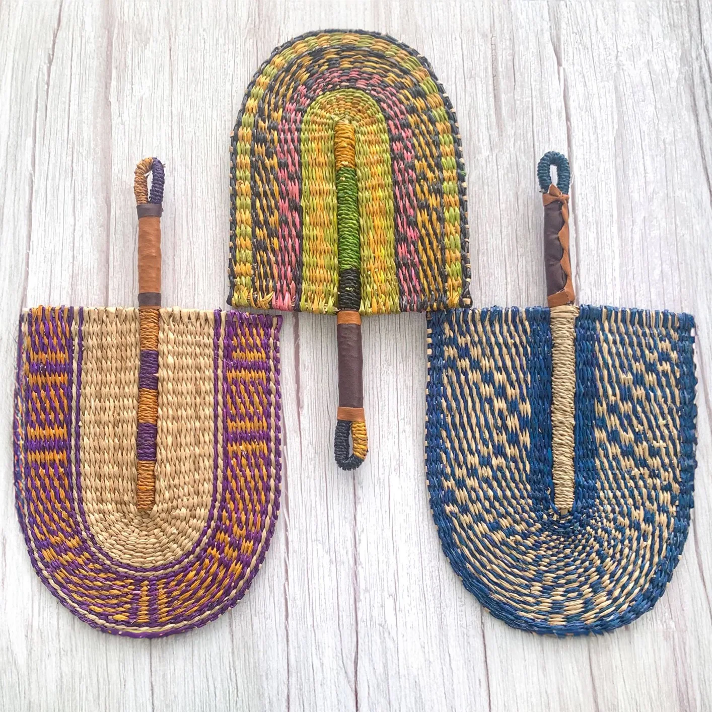 Handwoven Fan Decor For Guesthouses Wall Hanging Mounted Fan Decoration For Home Fan Eye Catching Wall Hanging With Straw