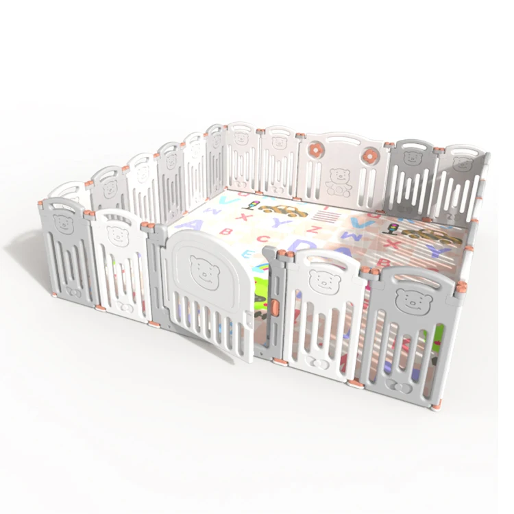 
ABST Little Bear Playpen Baby Kids Panel Safety Play Center Yard Home Indoor Outdoor Pen Fence with 20+2 Panel 