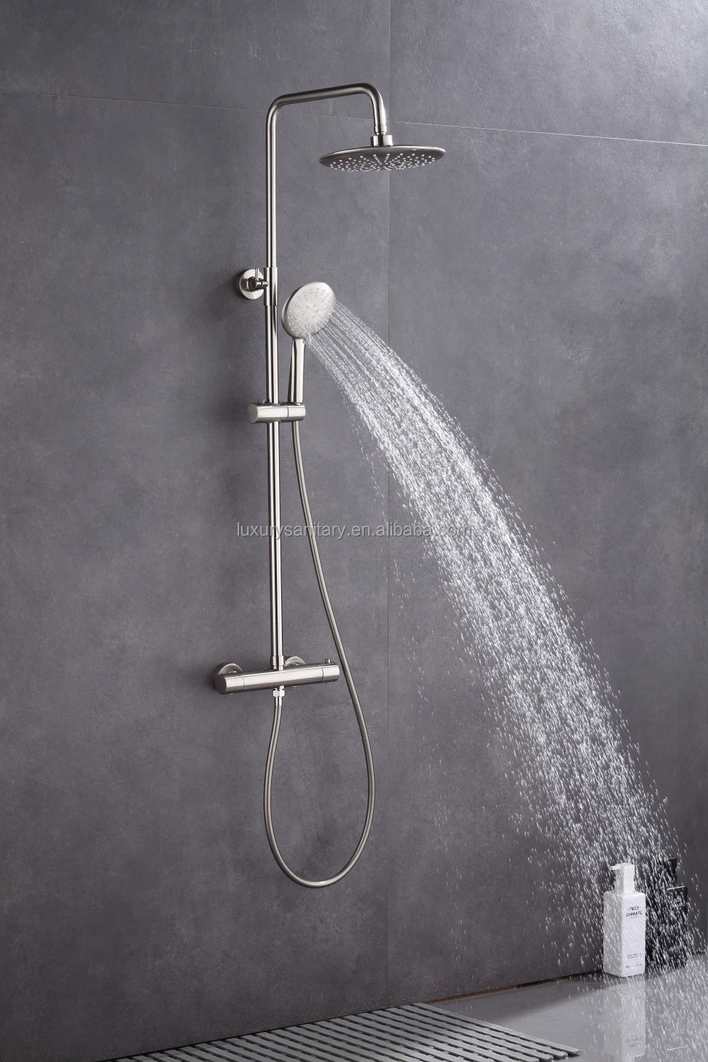 brass material nickle brush bathroom thermostatic shower set faucet shower system equipment