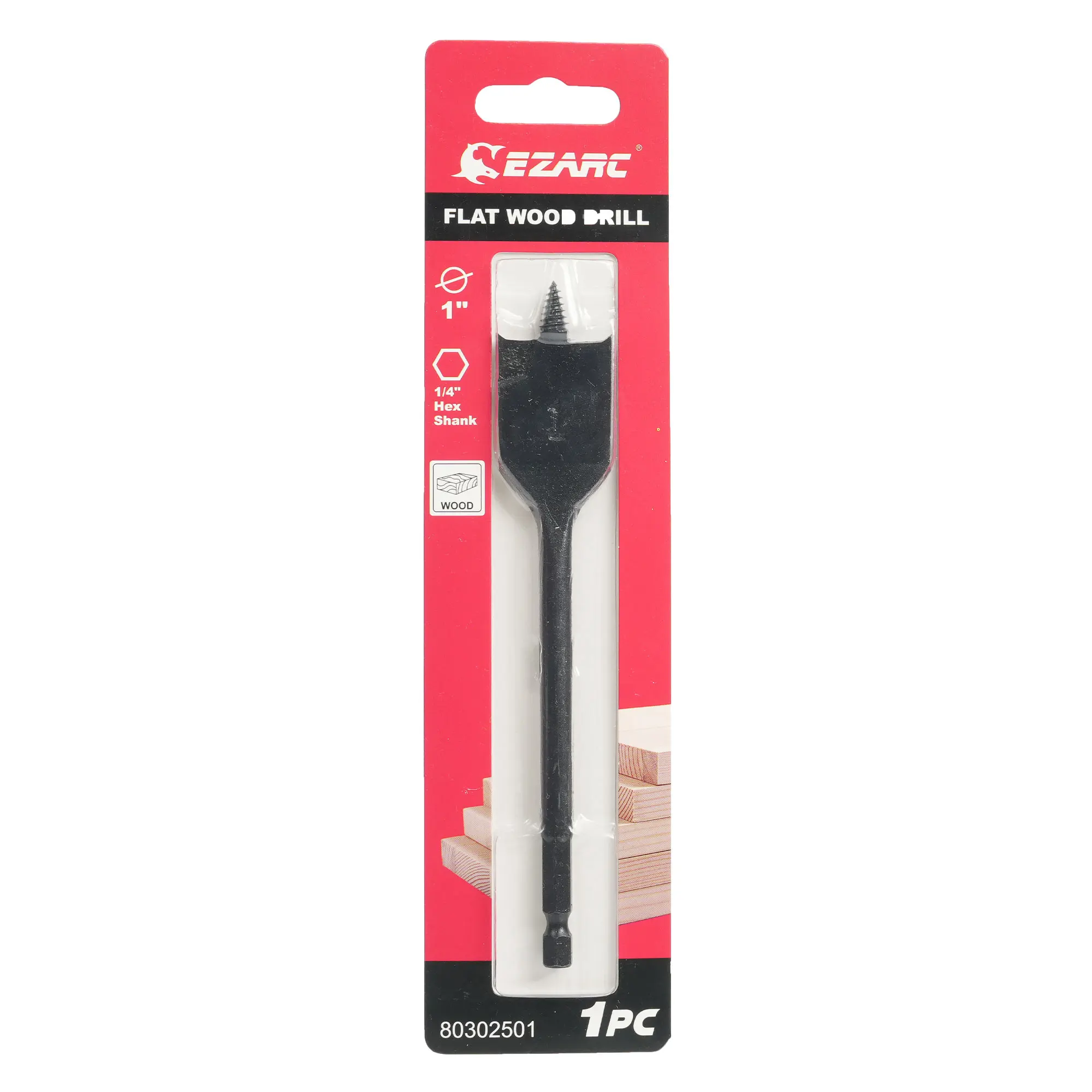 EZARC 1in 7/8in 3/4in 5/8in 1/2in 3/8in  High Carbon steel  coated black hex shank wooden flat spade drill bit