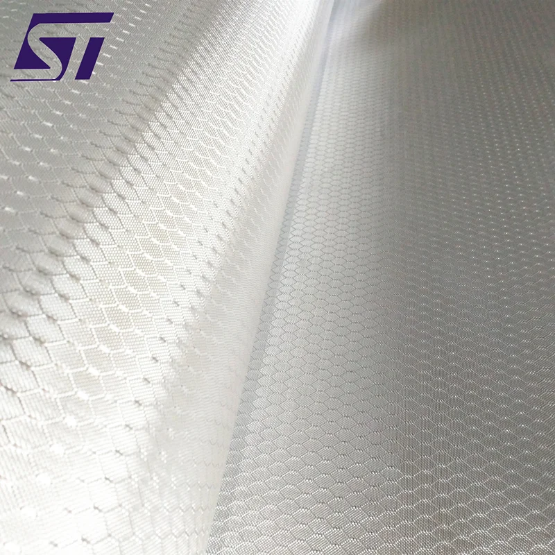 factory direct silver hexagon honeycomb electroplated glass fiber cloth jacquard fiberglass fabric 6 mm