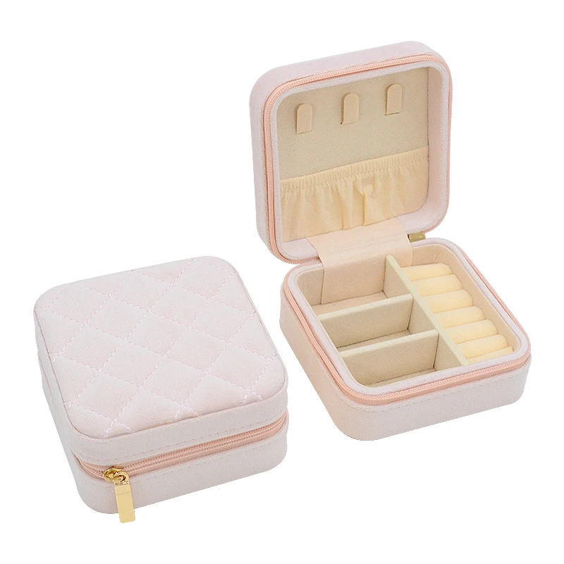 Бархатная Роскошная шкатулка для хранения ювелирных изделий на молнии