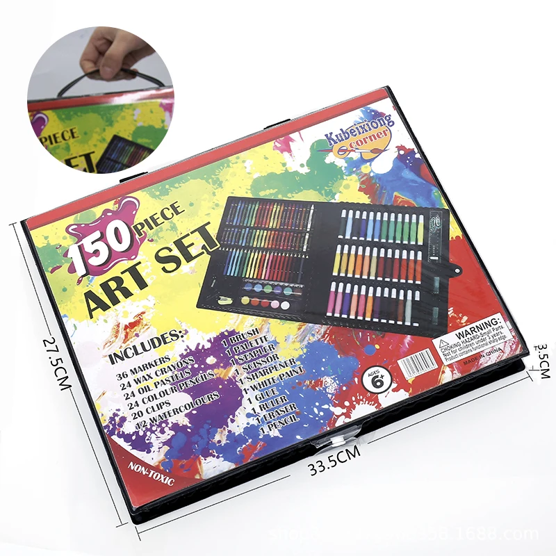 Popular 150 Pieces Art Drawing Set Crayons Oil Pastels Colored Pencils Watercolor Pen Kids Stationery Gift Set Drawing Pencil