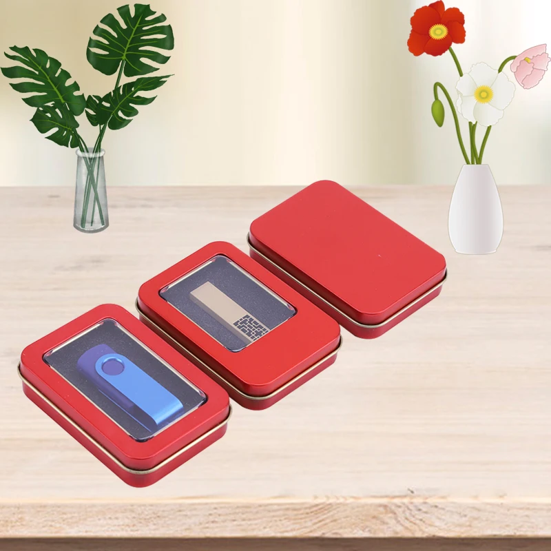Rectangular Wholesale Windowed Red Tin Box 87*60*18mm Metal Box Badges Medals Gift Small Custom Tin Box