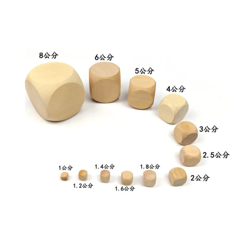 Natural Wooden Printed Dice with Gold Dots Colored Wooden Game Dice 12/14/16/18/20mm