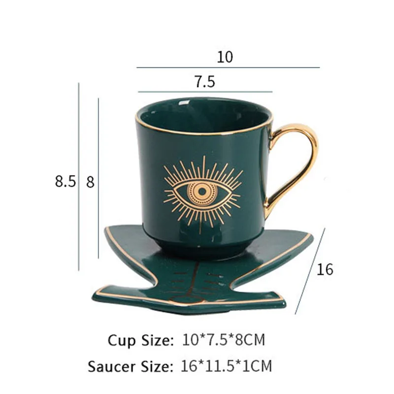 special dish Turkish Ottoman Blue Eyes Pattern Gold line Afternoon ceramic Tea Coffee Cup and Saucer fine porcelain beer mugs