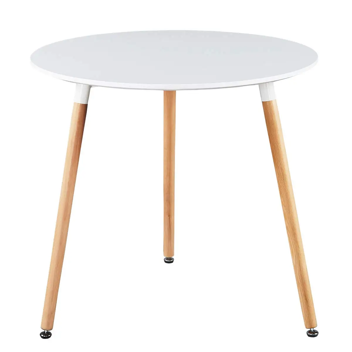 YQ FOREVER Coffee Table Modern Round White Restaurant Kitchen Tables Dining Room Food Dinner Table with Wood Legs