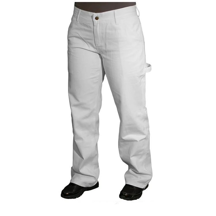 wholesale custom private label white FR oil acid resistant  cotton twill cheap painter cargo pants for men women