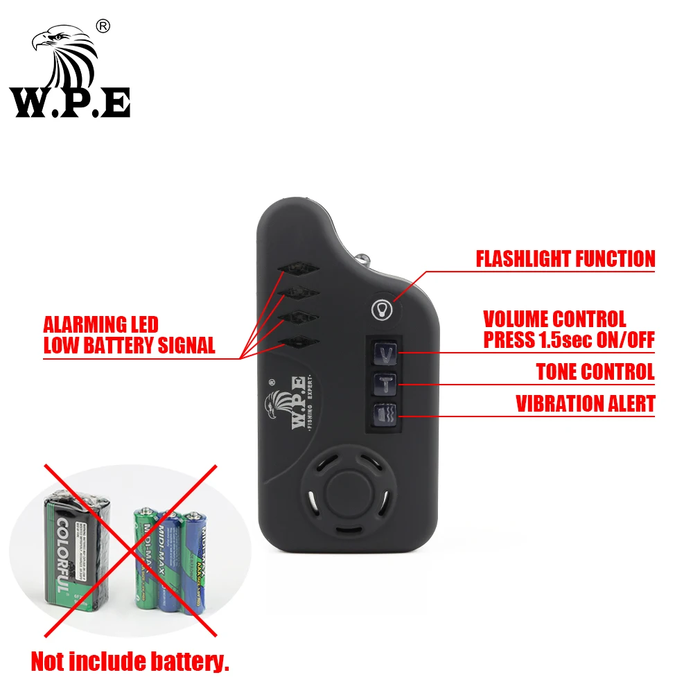 W.P.E 4+1 Carp Fishing Bite Alarm Set Alert Luminous LED Fishing Indicator Electronic European Carp Fishing Tackle Accessories
