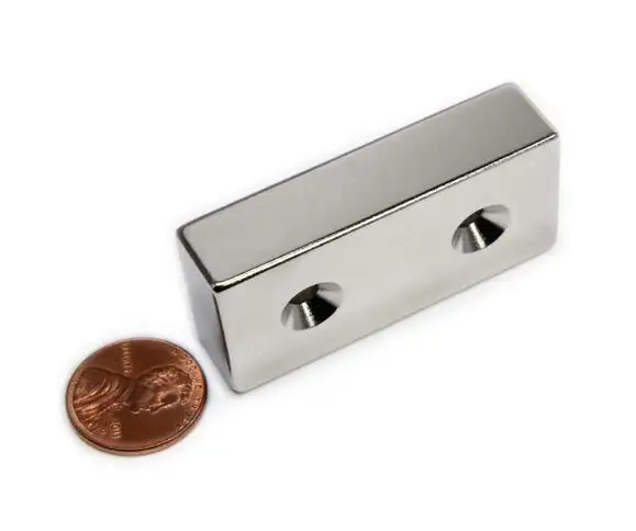 Super Strong 2'x1'x1/2'  Bar Magnets Rare Earth Fitting Screw-On  Neodymium Magnet with Countersink Hole