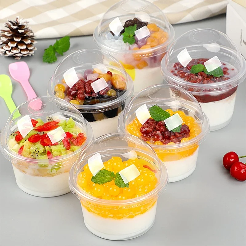 Custom Logo Printed 16 20 24 32 Oz Disposable Deli Container for Food Clear Plastic Packing PP PET Dessert Deli Cup with Lids