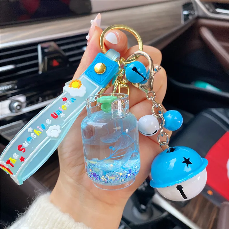 Luminous plant Liquid Boba Quicksand Cute Kawaii Bubble Tea Keychain oil floating Milk Tea Keychains