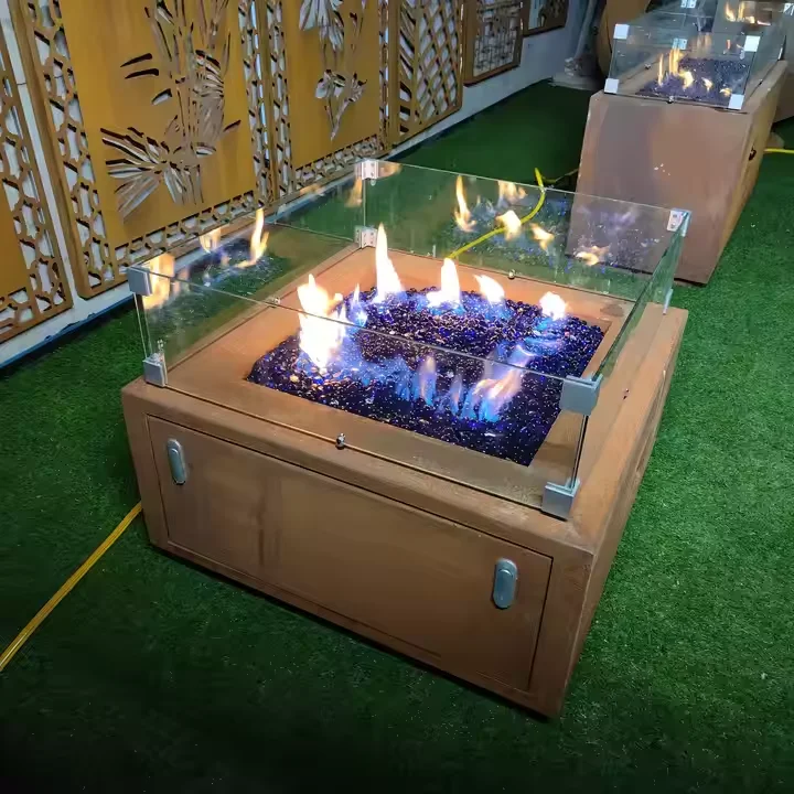 Outdoor Metal Gas Fire Pit Corten Steel Fireplace With Stainless Steel Burner Pan