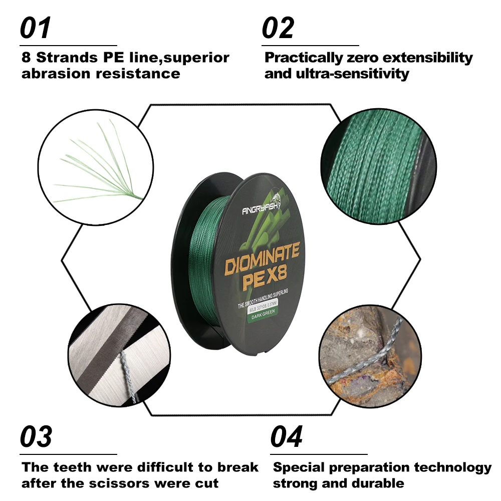 Wholesale 5 Colors 8 Strands 300m Pe Saltwater Braided Fishing Lines