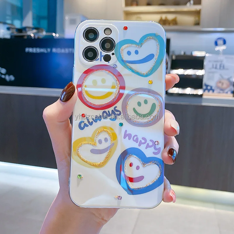 new products wholesale factory direct sale hot selling cute cartoon blu-ray smiley face tpu phone case