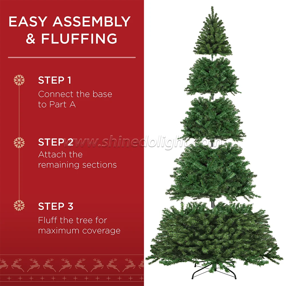 Wholesale christmas Decoration 6ft 7ft 9ft 12ft Thick PVC Collapsible Snowflakes Artificial Christmas Tree For New Year