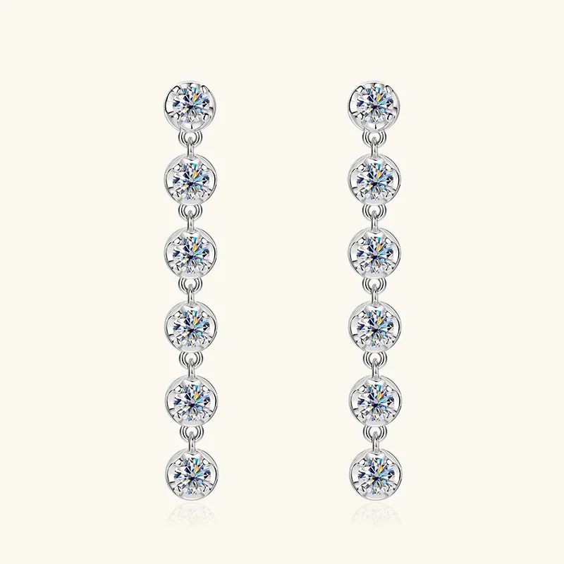 Wholesale  iced out grade D moissanite earrings 925 sterling silver  0.6ct+0.6ct moissanite GRA certified drop earrings women