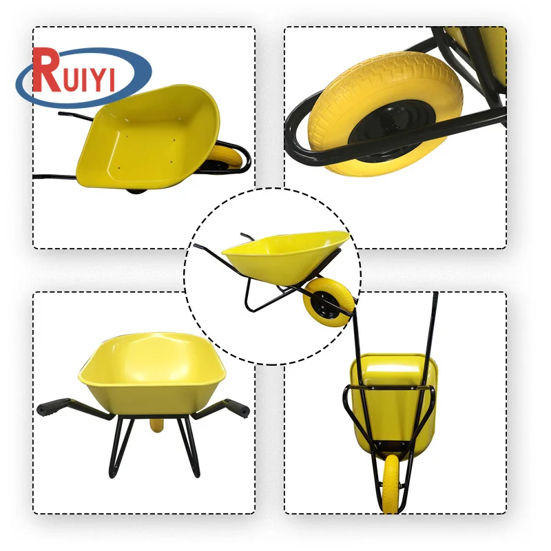 wheelbarrows Steel Construction Galvanized wheelbarrow with PU wheel Fort 120L galvanised tub tray wheel barrow
