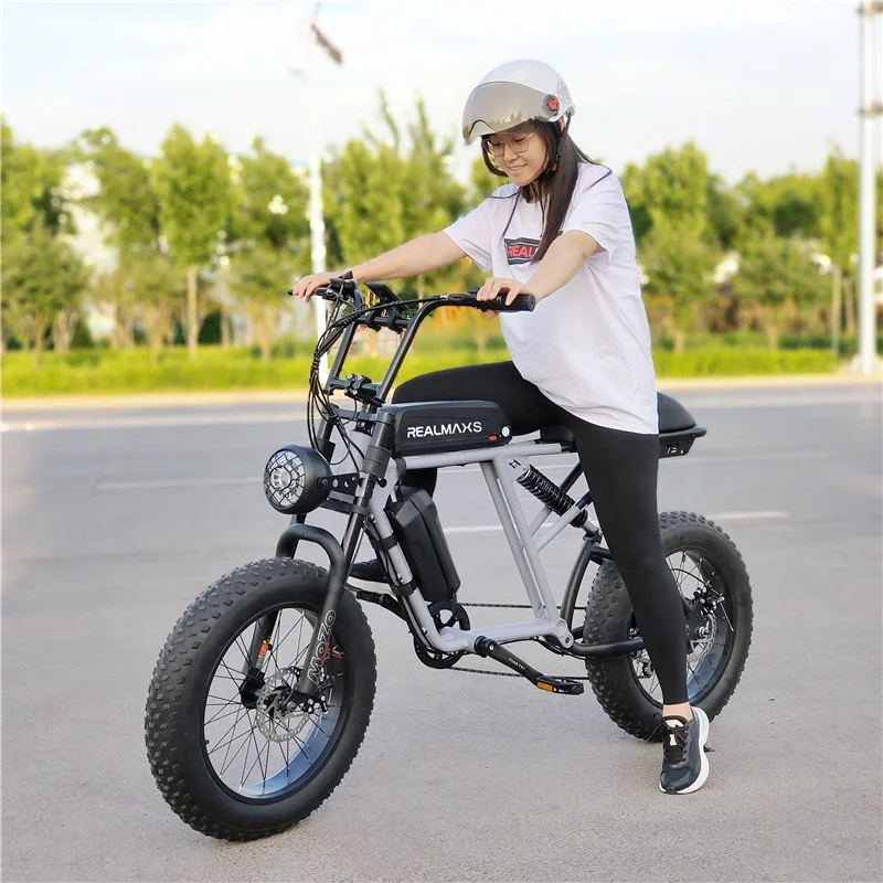 2022 Powerful REALMAXS 48V 1000W Mid Drive Ebike 20AH Full Suspension Electric Bike 20Inch Fat Tire Mountain Ebike