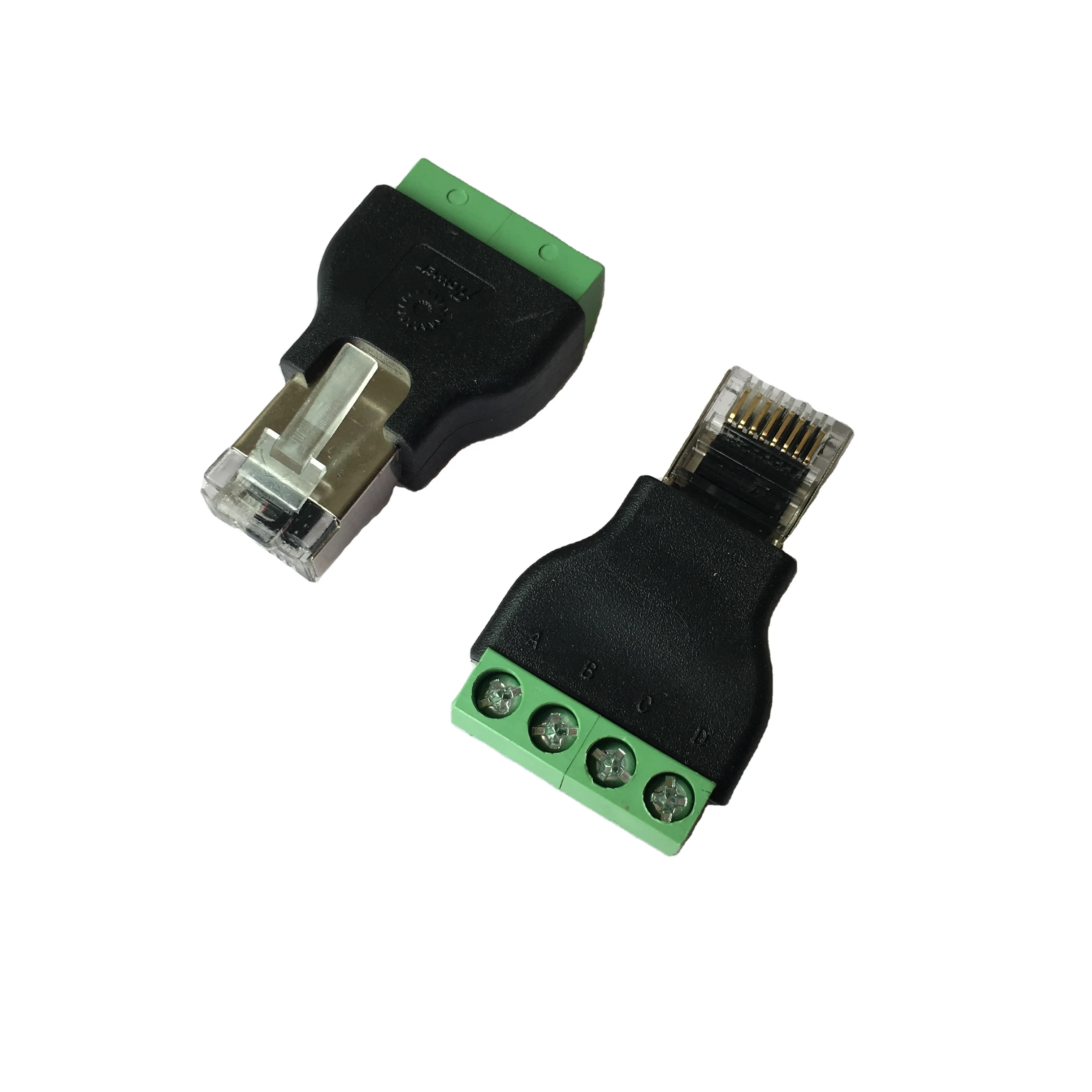 Ethernet RJ45 8P8C Male Plug to 4 Pin Screw Terminal CCTV Block Converter Adapter