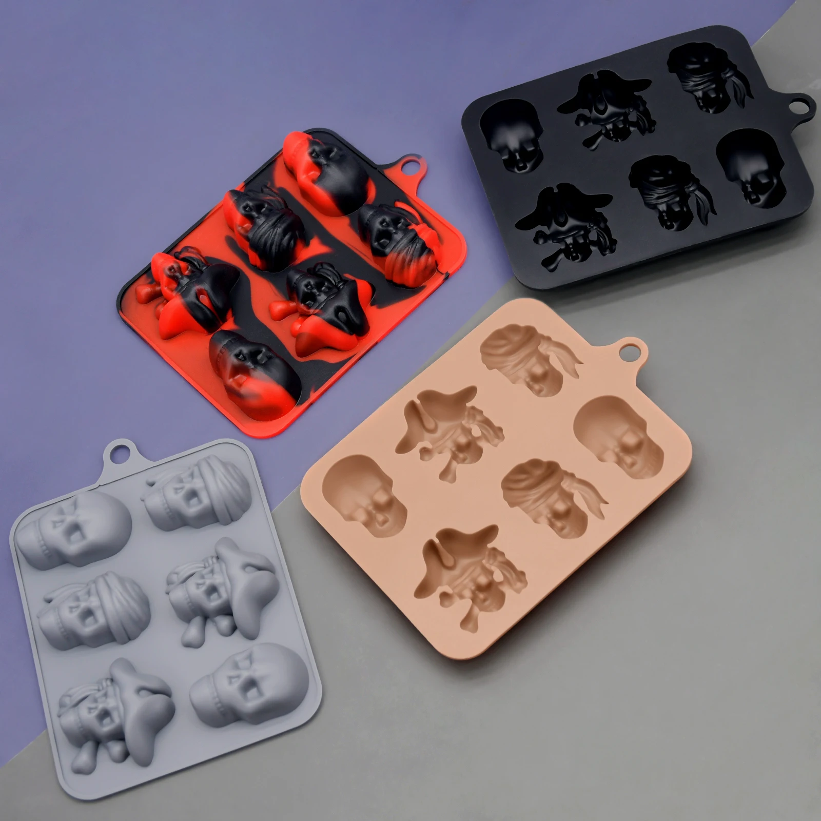 2024 New Arrival Halloween Theme Bar Creative Pirate Shaped 3D Silicone Mold Ice Cube Maker