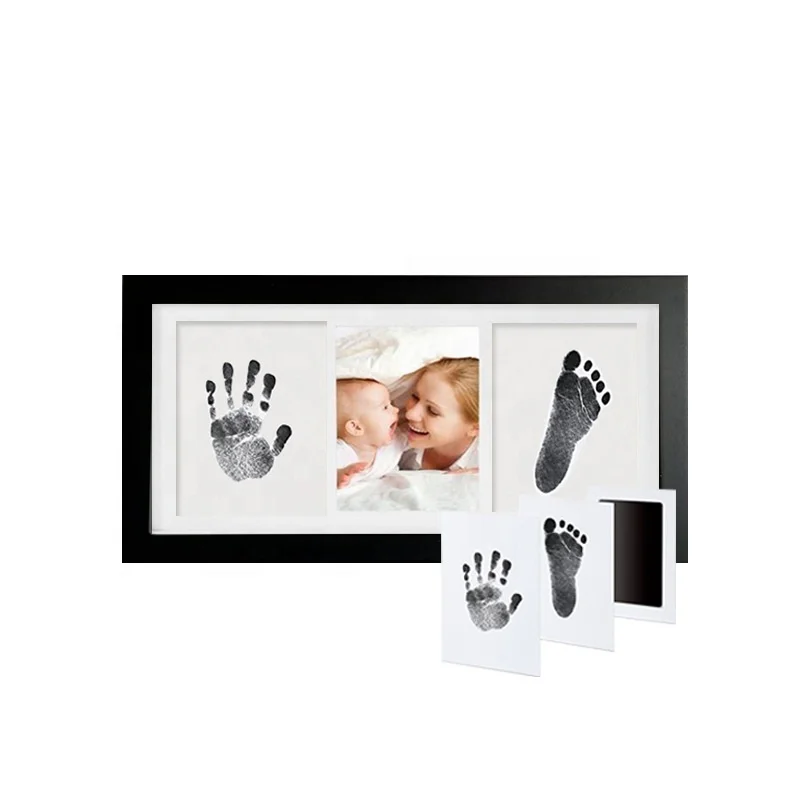2024 Baby Handprint and Footprint Kit MDF Wooden Photo Frames Baby Keepsake Picture Frame Gifts for Mom Baby Gifts for KIds