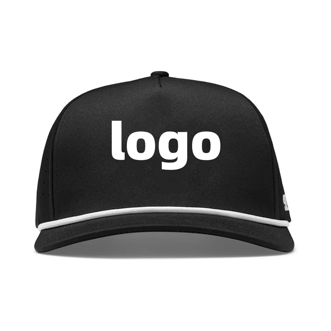 Custom Rubber Logo Golf Rope Hat 5 panel 3D Embroidered Baseball Cap Mesh Blank UFC Golf Hat For Men Snapback For Men DOM102
